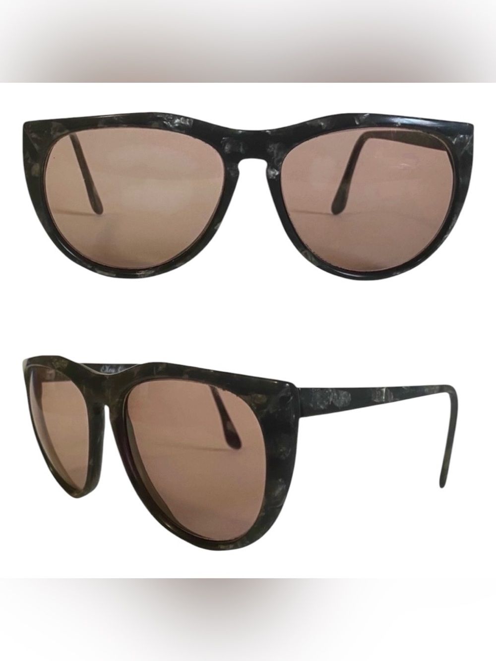 Oleg Cassini Vintage Oversized Sunglasses, Black/Gray Marbled Frame